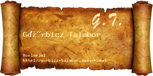 Görbicz Talabor névjegykártya